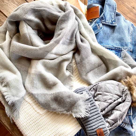 FINALLY HAVE YOU TARTAN BLANKET SCARF-LIGHT GRAY - Picture 10 of 11